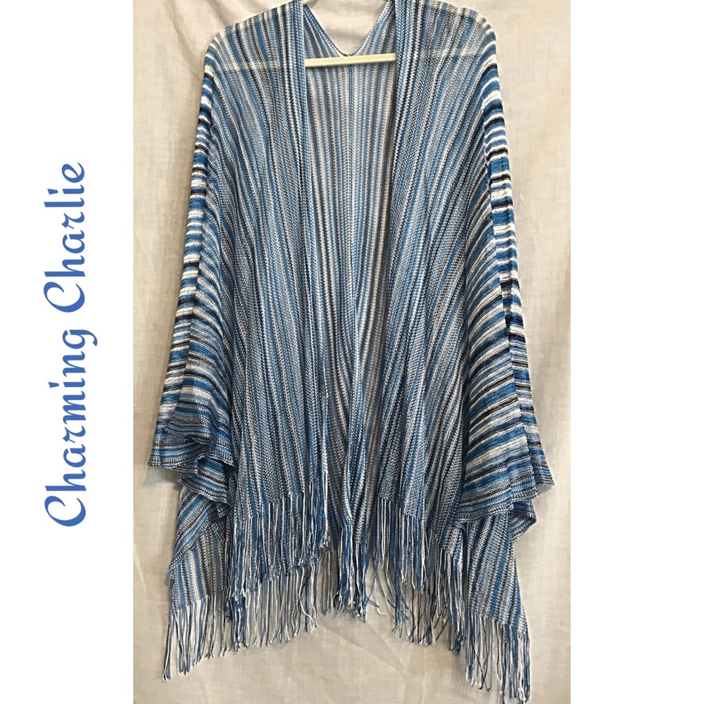 Charming Charlie Fringe Cape Drape Shawl NWOT